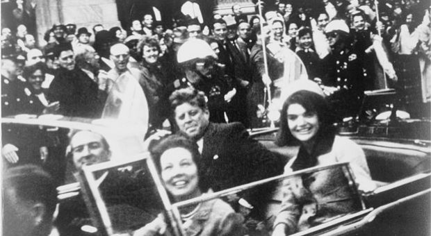 A close-up view of President John F. Kennedy with his wife, Jacqueline, and Texas Gov. John Connally and his wife, in Dallas, Texas, Nov. 22, 1963, moments before the president's assassination.
