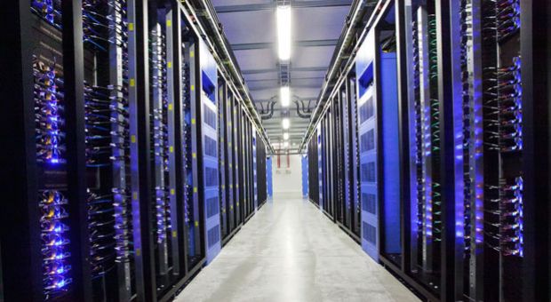 This picture taken on June 12, 2013 shows the inside view of the server hall of Facebook in the city of Lulea, some 900 km north of Stockholm, Sweden. 