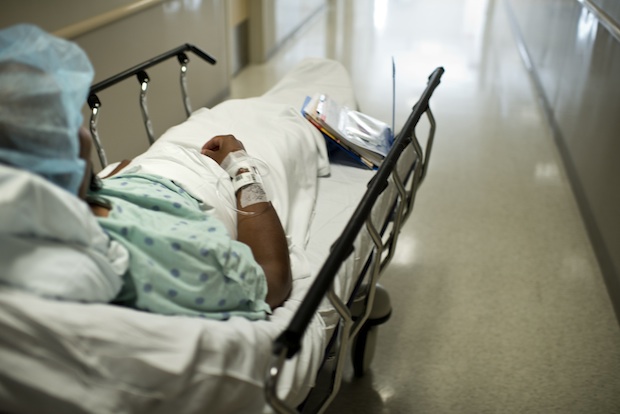 A donor is wheeled to an operating room for a kidney transplant at Johns Hopkins Hospital June 26, 2012 in Baltimore, Maryland. Doctors from Johns Hopkins transplanted the kidney from a living donor into the patient recipient. 