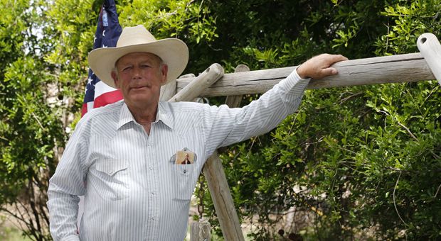 
MESQUITE, NV - APRIL 11: Rancher Cliven Bundy poses for a photo outside his ranch house on April 11, 2014 west of Mesquite, Nevada. Bureau of Land Management officials are rounding up Cliven Bundy's cattle, he has been locked in a dispute with the BLM for a couple of decades over grazing rights.  