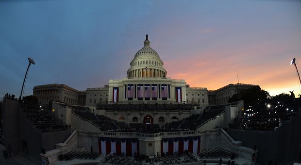 The US Capitol is pictured at sunrise on January 21, 2013, hours before U.S. President Barack Obama's second inauguration in Washington, D.C.  