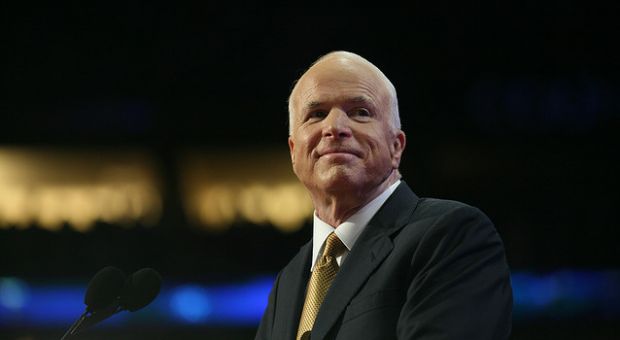 Sen. John McCain (R-AZ) at the 2008 Republican National Convention during his presidential campaign.