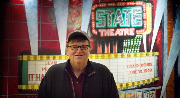 Michael Moore at the State Theatre in Traverse City, Michigan