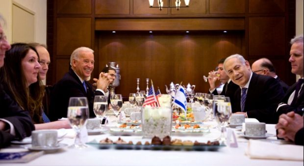 Vice President Joe Biden meets with Israeli Prime Minister Benjamin Netanyahu in Jerusalem, Israel, March 9, 2010.