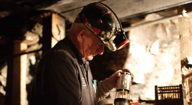 Tour guide at the Beckley, West Virginia Exhibition Coal Mine