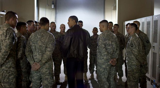 While at Bagram Airfield in Afghanistan, the President met with a platoon who had just lost six members, killed unsuspectedly by an Afghan who had worked alongside them. (December 3, 2010).