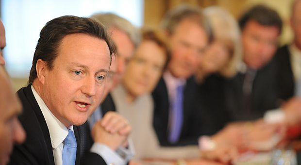 Prime Minister David Cameron speaking at the first Cabinet meeting on 13 May 2010