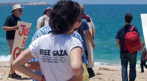 Several dozens of Israelis demonstrating at the port of Ashdod earlier this week, to which the aid ships were taken after Israeli commandos seized them Monday.