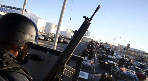 Police forces in Ciudad Juarez in March 2009, where much of the recent drug-related violence in the country has occurred. 