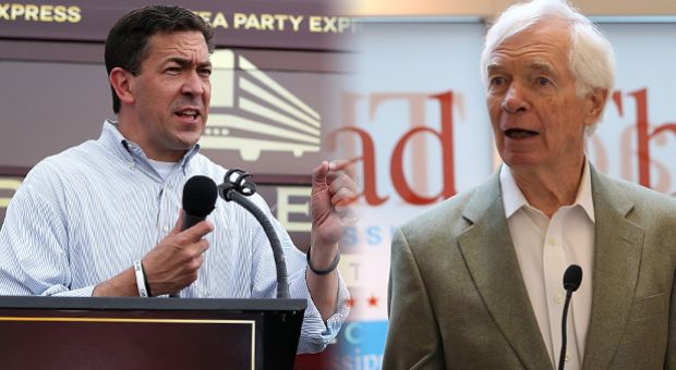 From left, Republican candidate for U.S. Senate Mississippi State Sen. Chris McDaniel and U.S. Sen. Thad Cochran (R-MS) are pictured at June 22 campaign rallies. Both candidates were preparing for a June 24 runoff.