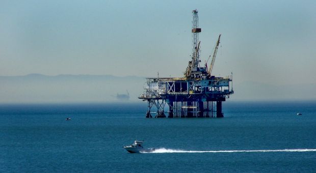 Off-shore oil rig drilling in Santa Catalina Channel