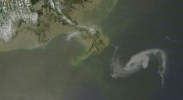 A satellite image view of the oil spill off the Gulf of Mexico, April 29