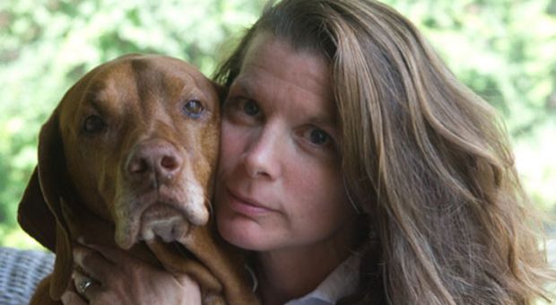 Author Jessica Pierce and her pet dog Ody