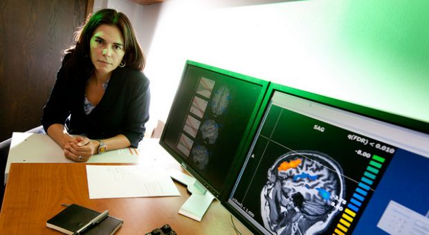 Sian Beilock in her lab August 25, 2010